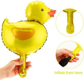 img 2 attached to 🎈 16 Mini Duck Shape Foil Balloons with Gold Ribbons for Farm Animal Themed Birthday and Baby Shower Party Decoration