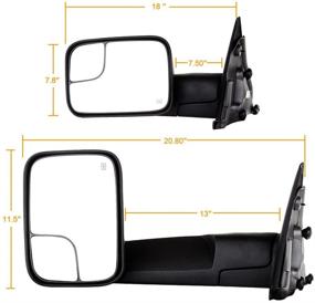 img 1 attached to SCITOO Зеркала буксирования: Совместимые с Dodge Ram 1500 1998-2001, Ram 2500 и 3500 1998-2002 | Пара отопляемых зеркал с поддерживающими кронштейнами - боковые зеркала
