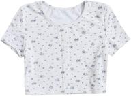 🌸 soly hux floral print short sleeve tee button down crop top t shirt for girls logo