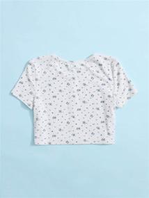 img 3 attached to 🌸 SOLY HUX Floral Print Short Sleeve Tee Button Down Crop Top T Shirt for Girls