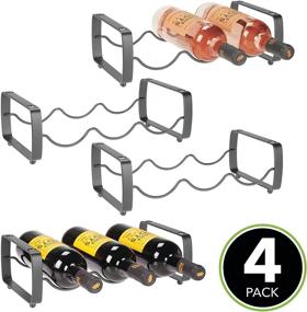 img 3 attached to 🍷 MDesign Metal Free-Standing 3 Bottle Modular Wine Rack Storage Organizer for Kitchen Countertop, Table Top - Efficient Holder for Wine, Beer, Pop/Soda, Water - Stackable - 4 Pack - Graphite Gray