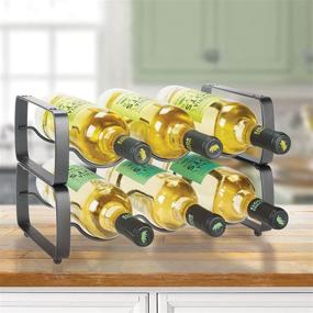 img 2 attached to 🍷 MDesign Metal Free-Standing 3 Bottle Modular Wine Rack Storage Organizer for Kitchen Countertop, Table Top - Efficient Holder for Wine, Beer, Pop/Soda, Water - Stackable - 4 Pack - Graphite Gray