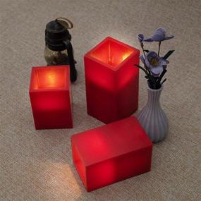 img 1 attached to RED Flameless Candles Battery Operated Set of 3 with Auto-Off Timer Remote Control