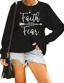 img 3 attached to 👩 Empowering Women: Faith Over Fear Pullover - Christian Letter Inspirational Graphic Sweatshirt for Fall