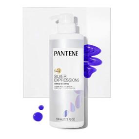 img 3 attached to 💜 Pantene Silver Expressions Purple Shampoo and Hair Toner - Pro-V for Grey and Color Treated Hair with Lotus Flowers - 17.9 Fl Oz: The Ultimate Solution for Maintaining Vibrant, Gorgeous Hair