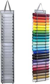 img 4 attached to 🗃️ 24-Compartment Vinyl Roll Holder: Hanging/Closet/Wall Mount Storage Organizer
