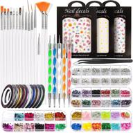 💅 teenitor nail art kit: nail brushes, dotting tools, self-adhesive stickers, rhinestones & tweezers, glitter sequins, striping tape logo