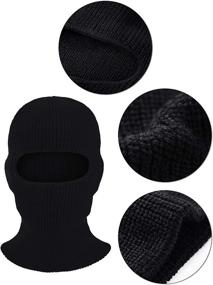 img 2 attached to 🧣 Premium Knitted Balaclava Full Face Mask - Ideal for Winter Outdoor Sports - 2 Piece Set with 1-Hole Ski Mask Design