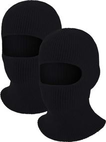img 4 attached to 🧣 Premium Knitted Balaclava Full Face Mask - Ideal for Winter Outdoor Sports - 2 Piece Set with 1-Hole Ski Mask Design