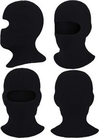 img 3 attached to 🧣 Premium Knitted Balaclava Full Face Mask - Ideal for Winter Outdoor Sports - 2 Piece Set with 1-Hole Ski Mask Design