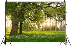 img 3 attached to 🌲 7X5FT Spring Backdrop with Rural Forest Trees for Photography - Blooming Flowers, Green Grassland, Nature Vinyl Photo Background for Kids, Adults - Outdoor Travel Portraits, Studio Props