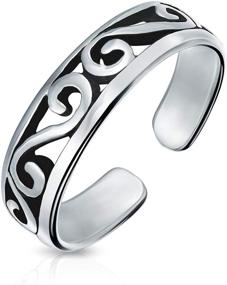 img 4 attached to Sterling Silver Celtic Swirl Filigree Toe Ring - Adjustable and Stylish Midi Band for Women