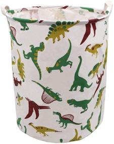 img 4 attached to 🦕 ZUEXT Extra Large Cotton Canvas Fabric Collapsible Laundry Hamper 19.7x15.7 Inch - Waterproof Clothes Hamper, Toy Bins, Dinosaur Gift Baskets for Bedroom Baby Nursery