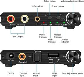 img 2 attached to USB Digital to Analog Audio Converter with Adjustable Bass and Volume Control - SPDIF Optical USB to RCA R/L and 3.5mm Jack, USB to RCA R/L 3.5mm for PS5/4 Xbox HDTV DVD Computer Laptop