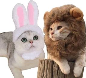 img 4 attached to 🐱 2 Pack Funny Pet Costume: Cat & Small Dog Hat Headwear for Cosplay & Halloween Party