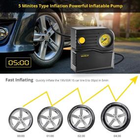 img 3 attached to 🚗 Portable Mini Air Compressor for Car Tires 12v Analog Tire Pump - Windgallop Car Tire Inflator with Pressure Gauge, Valve Adaptors for Bike, Automobiles, Basketball, Pool Toys, Balloon (Yellow)