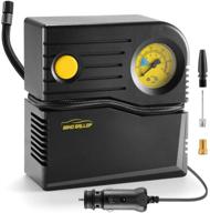 🚗 portable mini air compressor for car tires 12v analog tire pump - windgallop car tire inflator with pressure gauge, valve adaptors for bike, automobiles, basketball, pool toys, balloon (yellow) logo