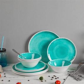 img 1 attached to Outdoor Essentials: Versatile Melamine 12 Piece Dinnerware Set for Service