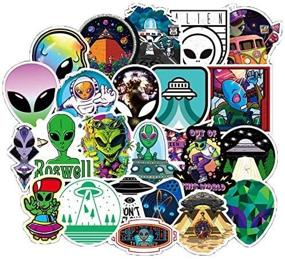 img 3 attached to 👽 50 Pcs Vinyl Waterproof Alien Stickers for Water Bottle Laptop Guitar Skateboard Car Bike Motorcycle Hydro Flask Suitcase Luggage - Ideal Stickers and Decals for Adults and Teens