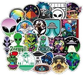 img 2 attached to 👽 50 Pcs Vinyl Waterproof Alien Stickers for Water Bottle Laptop Guitar Skateboard Car Bike Motorcycle Hydro Flask Suitcase Luggage - Ideal Stickers and Decals for Adults and Teens