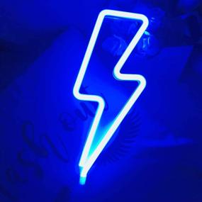 img 4 attached to 💡 Nordstylee Neon Lightning Light Signs for Kids - LED Night Lights for Wall, Gifts, Birthdays, Christmas, and Weddings - Blue Decoration