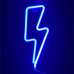 img 2 attached to 💡 Nordstylee Neon Lightning Light Signs for Kids - LED Night Lights for Wall, Gifts, Birthdays, Christmas, and Weddings - Blue Decoration