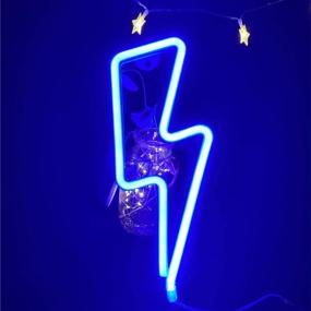 img 3 attached to 💡 Nordstylee Neon Lightning Light Signs for Kids - LED Night Lights for Wall, Gifts, Birthdays, Christmas, and Weddings - Blue Decoration