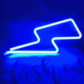 img 1 attached to 💡 Nordstylee Neon Lightning Light Signs for Kids - LED Night Lights for Wall, Gifts, Birthdays, Christmas, and Weddings - Blue Decoration