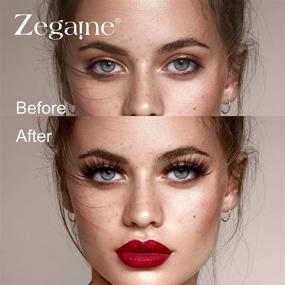 img 2 attached to 🐱 ZEGAINE 18mm 14-Pair Pack: Cat Eye Faux Mink Lashes for Natural Look - Fluffy Wispy 2 Styles Fake Eyelashes