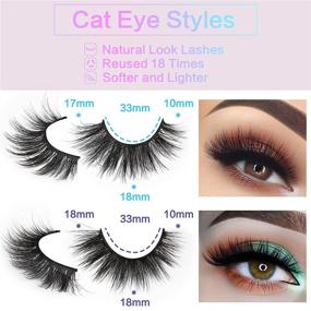 img 3 attached to 🐱 ZEGAINE 18mm 14-Pair Pack: Cat Eye Faux Mink Lashes for Natural Look - Fluffy Wispy 2 Styles Fake Eyelashes