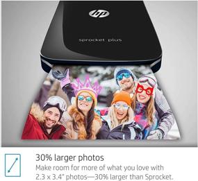 img 2 attached to HP Sprocket Plus Мгновенный фотопринтер (черный) - Печать фотографий 2.3x3.4" Zink с клейкой обратной стороной со смартфона и социальных медиа.