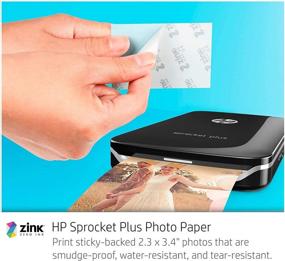 img 1 attached to HP Sprocket Plus Мгновенный фотопринтер (черный) - Печать фотографий 2.3x3.4" Zink с клейкой обратной стороной со смартфона и социальных медиа.