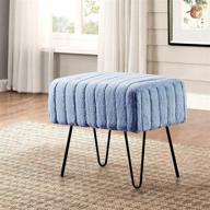 home soft things super mink faux fur blue ottoman bench 🔵 – stylish & versatile home decor chair for living room, bedroom or entryway логотип