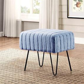 img 4 attached to Home Soft Things Super Mink Faux Fur Blue Ottoman Bench 🔵 – Stylish & Versatile Home Decor Chair for Living Room, Bedroom or Entryway