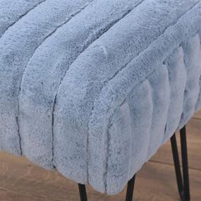 img 2 attached to Home Soft Things Super Mink Faux Fur Blue Ottoman Bench 🔵 – Stylish & Versatile Home Decor Chair for Living Room, Bedroom or Entryway