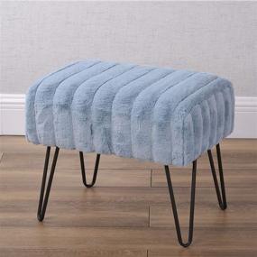 img 3 attached to Home Soft Things Super Mink Faux Fur Blue Ottoman Bench 🔵 – Stylish & Versatile Home Decor Chair for Living Room, Bedroom or Entryway