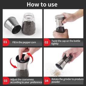 img 1 attached to 🧂 FEULIPHI Stainless Steel Salt and Pepper Grinder Set With Glass Body and Holder - Adjustable Ceramic Coarseness Spice Mill- Premium Salt and Pepper Shakers