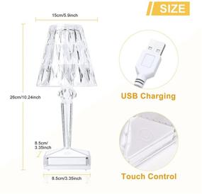 img 3 attached to Enhance Your Space with ZHUOVERCI Crystal Table Lamp: Battery Operated, Dimmable Colors, Acrylic Touch Control - Perfect Nightstand Decor for Living Room Bedroom