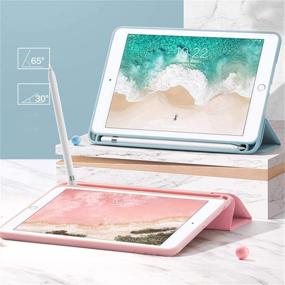 img 2 attached to 📱 GUDOU 2019 iPad Air 10.5 Smart Case | Pencil Holder, Premium PU Leather+Soft Rubberized Trifold Stand Cover, Rebound Pencil Slot, Auto Sleep/Wake, Protective for 10.5-inch iPad Air 3rd Gen (Pink)