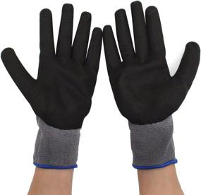 img 3 attached to Nitrile Coated Work Gloves with Enhanced Micro-Foam Grip | Palm-Coated Nitrile Working Gloves - Set of 3 Pairs (Size 7/S)