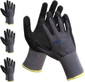 img 4 attached to Nitrile Coated Work Gloves with Enhanced Micro-Foam Grip | Palm-Coated Nitrile Working Gloves - Set of 3 Pairs (Size 7/S)