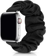 браслет jieliele scrunchie для женщин для apple watch - совместим с apple watch 38 мм 40 мм 42 мм 44 мм, милый тканевый браслет с эластичным scrunchy band для iwatch series 6 5 4 3 2 1 se (m-38/40 черный) логотип