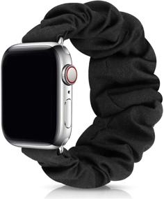 img 4 attached to Браслет JIELIELE Scrunchie для женщин для Apple Watch - Совместим с Apple Watch 38 мм 40 мм 42 мм 44 мм, милый тканевый браслет с эластичным Scrunchy Band для iWatch Series 6 5 4 3 2 1 SE (M-38/40 черный)