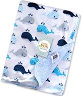 🐋 30x40 soft cozy baby blanket with plush minky material and adorable whale design logo