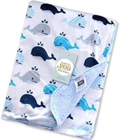 img 4 attached to 🐋 30x40 Soft Cozy Baby Blanket with Plush Minky Material and Adorable Whale Design