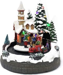 img 4 attached to 🏡 allgala Christmas House Collectible Decor Building Figurine - Crafted with Polyresin, Dual Power Source (USB & Battery) - Featuring Moving Train, Wind Players - Model XH93412