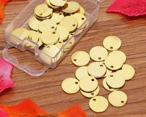 img 2 attached to 🔖 Shapenty Small Round Stainless Steel Flat Blank Stamping Tag Pendants- Ideal for Jewelry Making, 50PCS (Gold, 10MM)