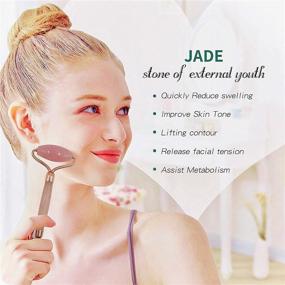 img 1 attached to 🌹 ZANBO Jade Roller and Gua Sha Set - Rose Quartz Face Roller Skin Care Tools for Beauty, Face Massage Roller for Face, Neck, Eyes - Soothing Muscle Relaxation and Body Relief