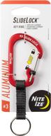 🔐 secure and stylish: nite ize cslaw3-10-r6 locking carabiner keychain with webbing in red логотип