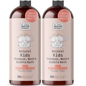 img 4 attached to 🧴 USA-Made 3-in-1 Kids Shampoo, Body Wash & Bubble Bath - Gentle & Nourishing Soap for Kids & Babies - Calming Orange Vanilla Scent - Paraben & Sulfate Free - 2x16oz